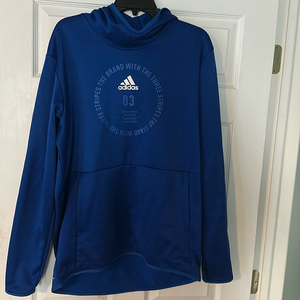 Adidas mens blue hoodie size large